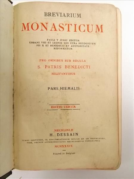 Breviarium Monasticum, 1939 r.