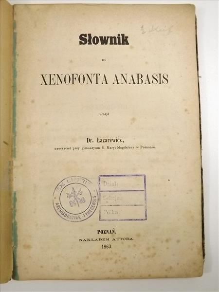 Słownik do Xenofonta Anabasis, 1863 r.