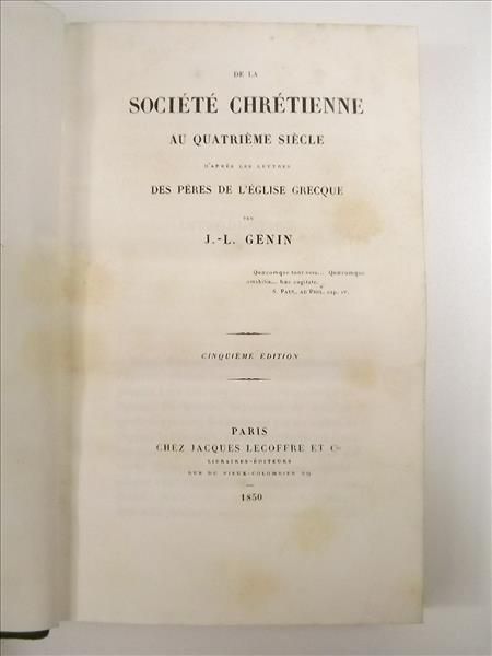 De la societe chretienne, 1850 r.
