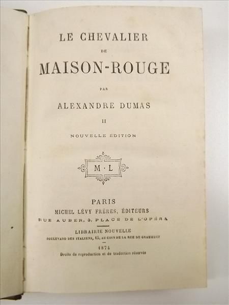 Dumas Alexandre - Le Chevalier De Maison - Rouge, 1874 r.