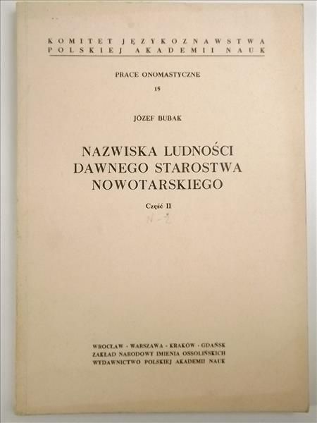 Nazwiska ludności dawnego starostwa nowotarskiego