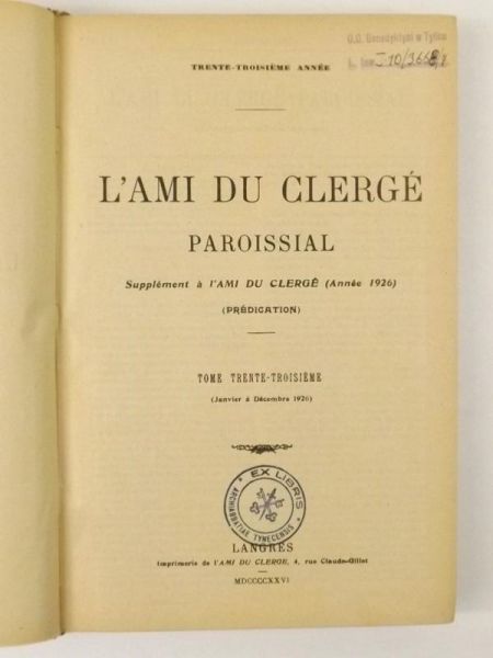 L`ami Du Clerge, 1926 r.