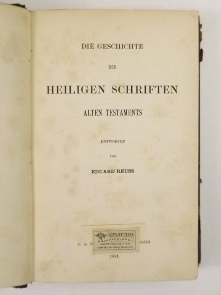 Die Geschichte der Heiligen Schriften Alten Testaments, 1881 r.
