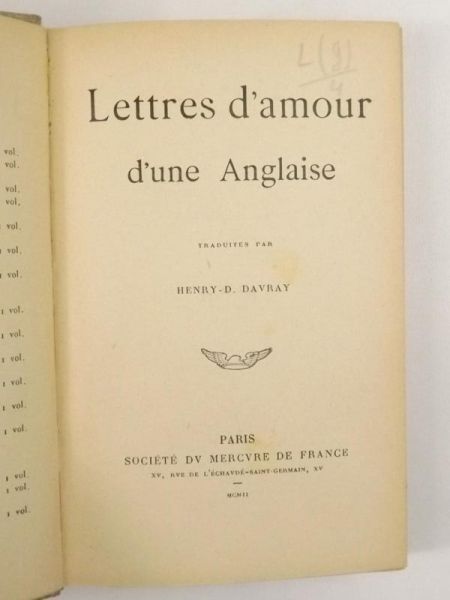 Davray Henry - Lettres d'amour, 1902 r.