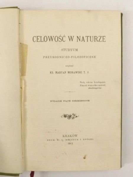 Celowość w naturze, 1911 r.