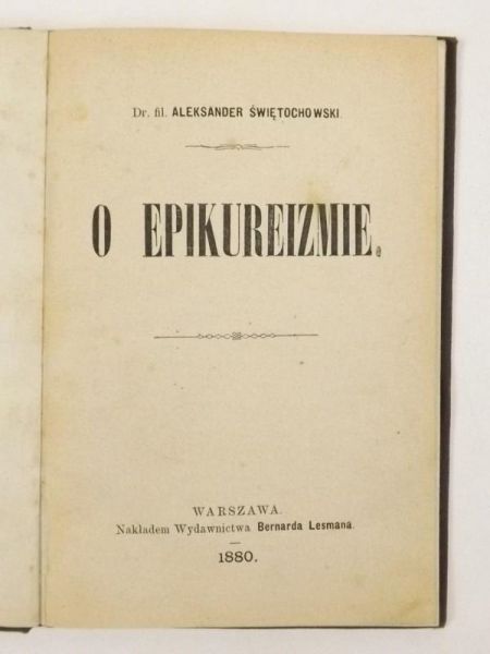 O epikureizmie, 1880 r.