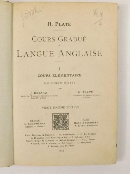 Plate H. - Cours Gradue de Langue Anglaise, 1898 r.
