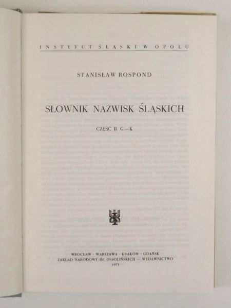 Słownik nazwisk śląskich, cz.II.