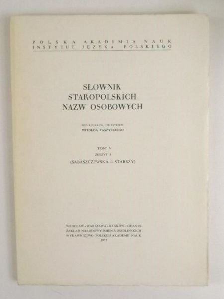 Słownik staropolski nazw osobowych, Tom V