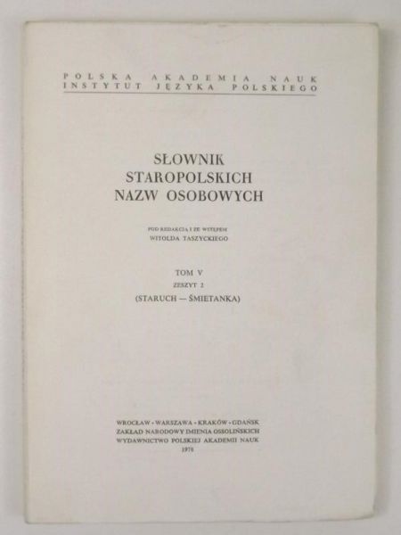 Słownik staropolskich nazw osobowych, t. V, zeszyt 2