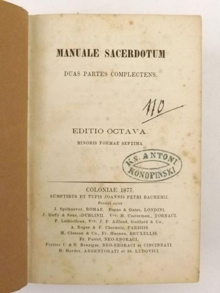 Manuale Sacerdotum, 1877 r.