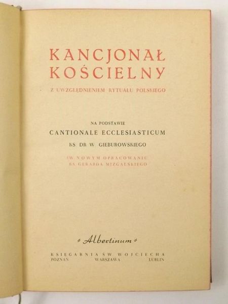 Kancjonał kościelny z uwzględnieniem rytuału polskiego