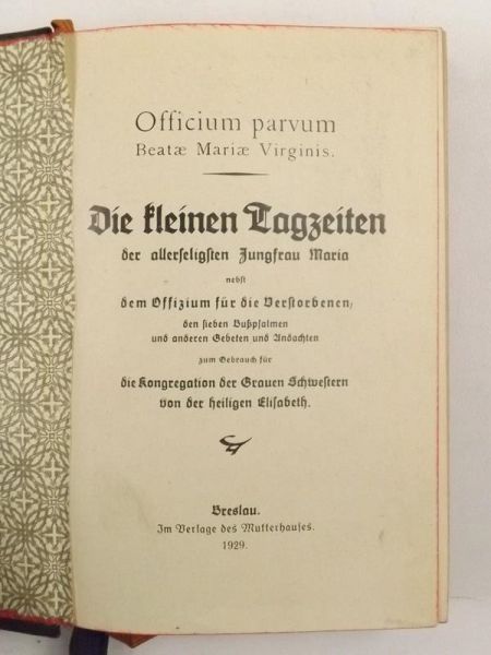 Officium Parvum. Beatae Mariae Virginis, 1929 r.