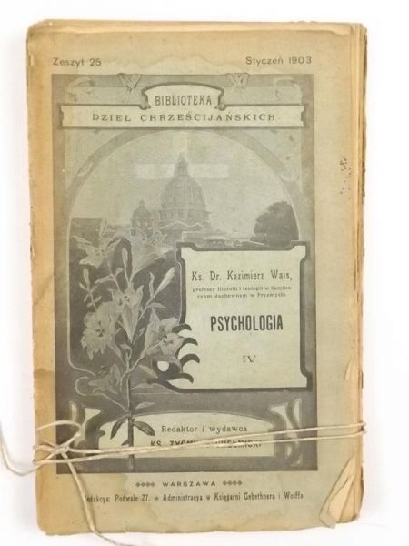 Psychologia, Biblioteka Dzieł Chrześcijańskich, zeszyt 25, styczeń 1903 r.