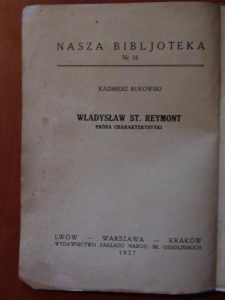 Władysław St. Reymont próba charakterystyki 1927 r.  r.
