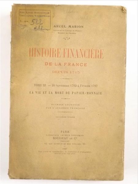 Marion Marcel - Histoire Financiere, Tom III, 1927 r.