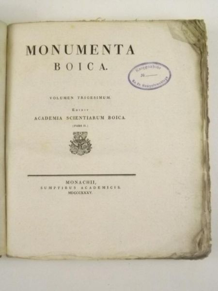 Monumenta Boica, 1835 r., Pars II