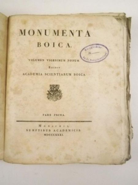 Monumenta Boica, 1831 r., Pars Prima