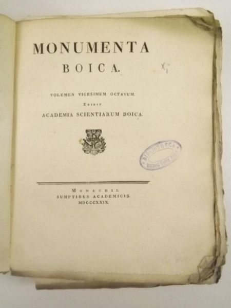 Monumenta Boica, 1829 r.
