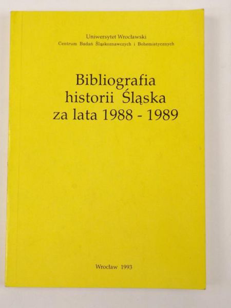 Bibliografia historii Śląska za lata 1988-1989