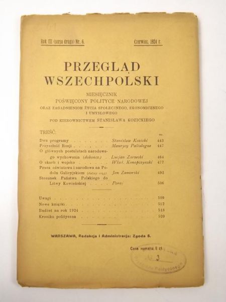 Przegląd Wszechpolski, rok III, nr 10, 1924 r.