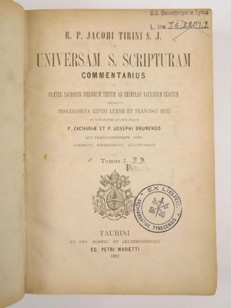 Universam S. Scripturam, t.I, 1882 r.