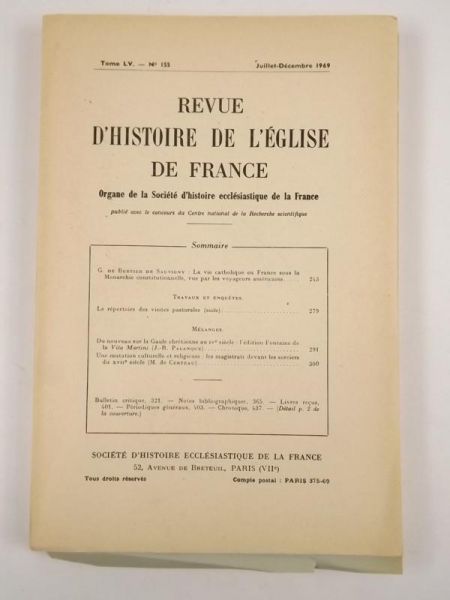 Revue D'Histoire De L'Eglise De France, Tome LV