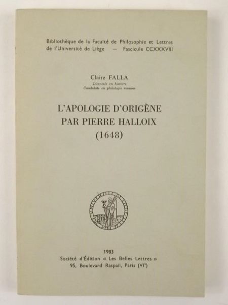 L'apologie d'origene par pierre Halloix