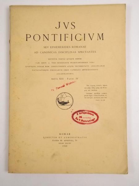 Jus Pontificum, Tom XIII, Część 4, 1933 r.