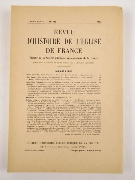 Revue D'Histoire De L'Eglise De France, Tome XLIX