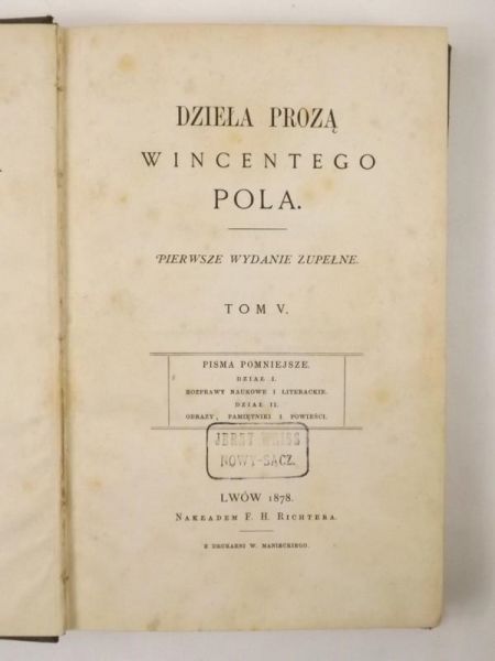 Dzieła prozą Wincentego a, Tom V. 1878 r.
