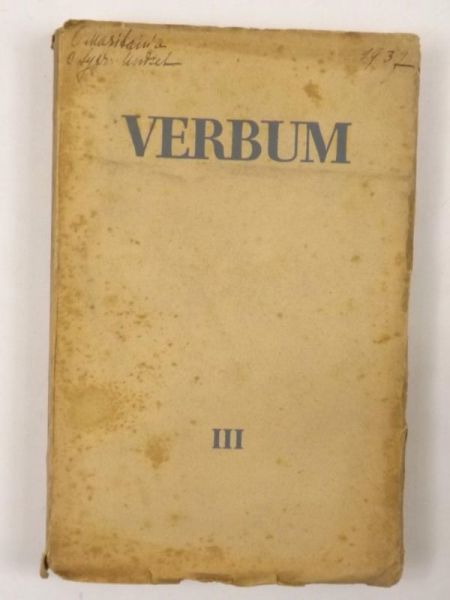 Verbum III. Kwartalnik poświęcony zagadnieniom kultury współczesnej, 1937 r.