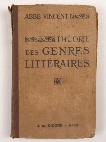 Vincent Abbe - Theorie des Genres Litteraires, 1921 r.
