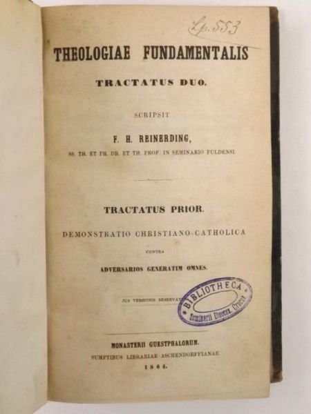 Theologiae Fundamentalis, 1864 r.