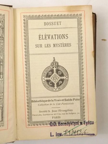 Bossuet Elevations Sur Les Mysteres, ok. 1900 r.