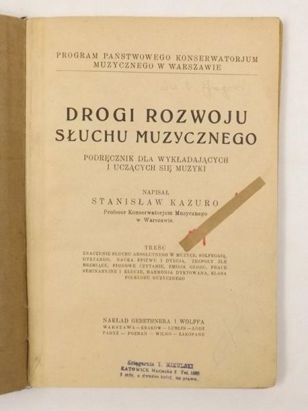 Drogi rozwoju słuchu muzycznego, 1927 r.