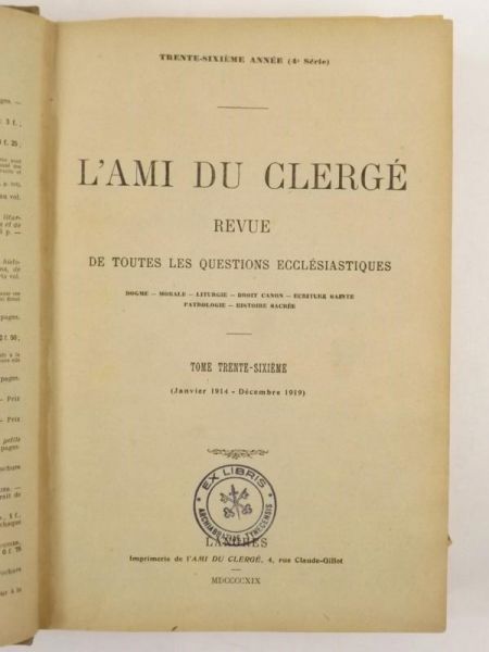 L'ami Du Clerge. Tome trente-sixieme, 1919 r.