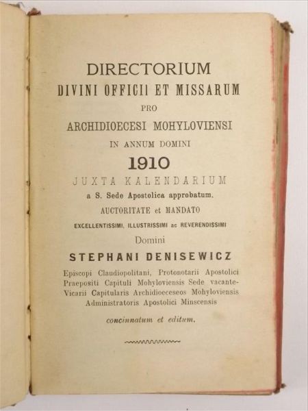Directorium Divini Officii Et Missarum, 1910 r.