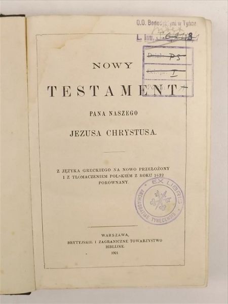 Nowy Testament Pana Naszego Jezusa Chrystusa, 1921 r.