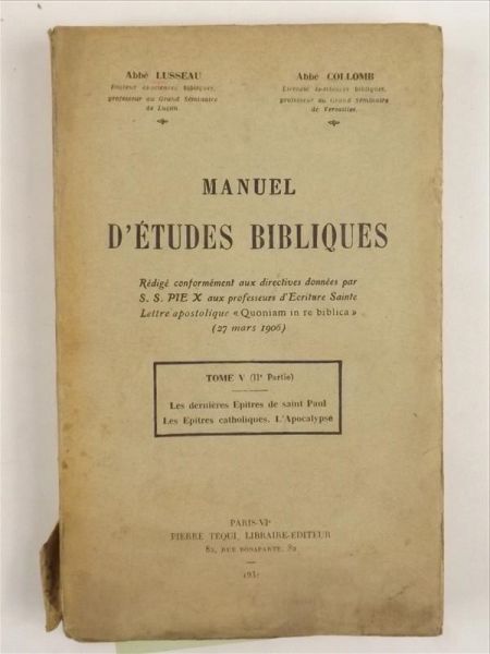 Manuel D'etudes Bibliques, 1931 r.