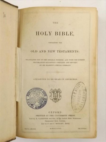 The Holy Bible, containing the Old and New Testaments, 1858 r.