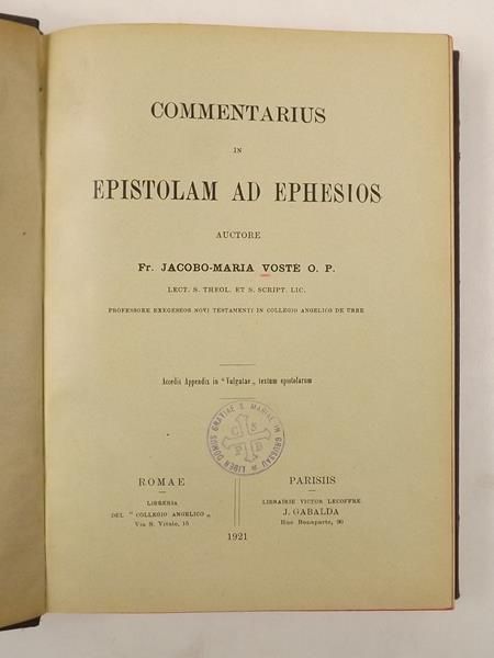 Commentarius in Epistolam ad Ephesios, 1921 r.