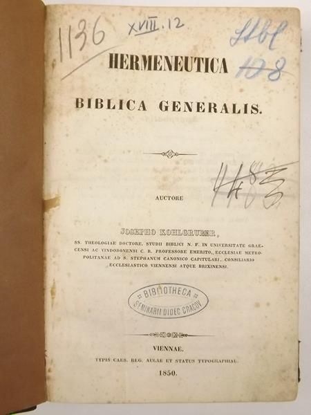 Hermeneutica Biblica Generalis, 1850 r.