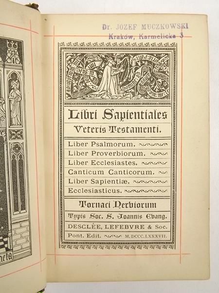 Libri Sapientiales Veteris Testamenti, 1887 r.