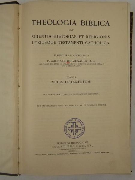 Theologia Biblica, Tom I, 1908 r.