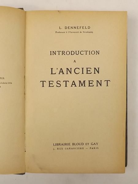 Introduction a L'ancien Testament, 1934 r.