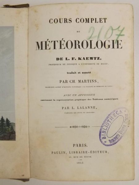 . - Cours Complet de Meteorologie, 1843 r.