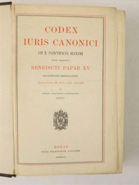 Codex Iuris Canonici PII X Pontificis Maximi, 1917 r.