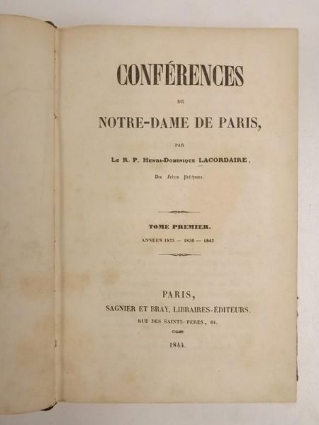 Lacordaire - Conferences de Notre-Dame de Paris, 1844 r.
