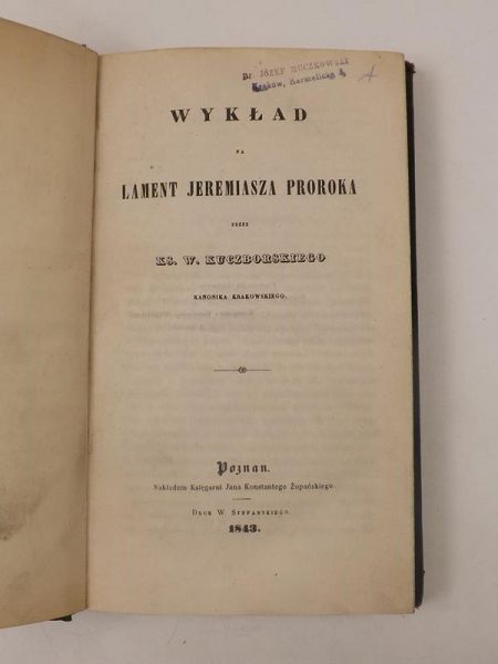 Kuczborski W. - Wykład na lament Jeremiasza Proroka, 1843 r.
